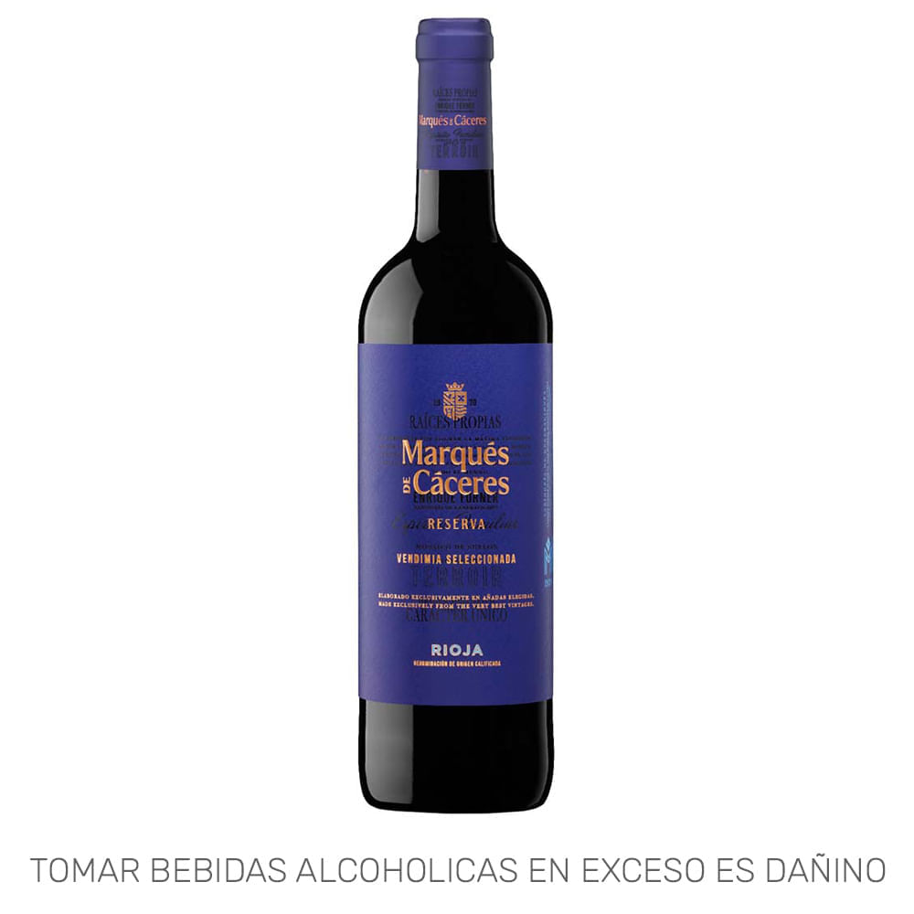 Vino Tinto MARQUÉS DE CÁCERES Rioja Reserva Botella 750ml