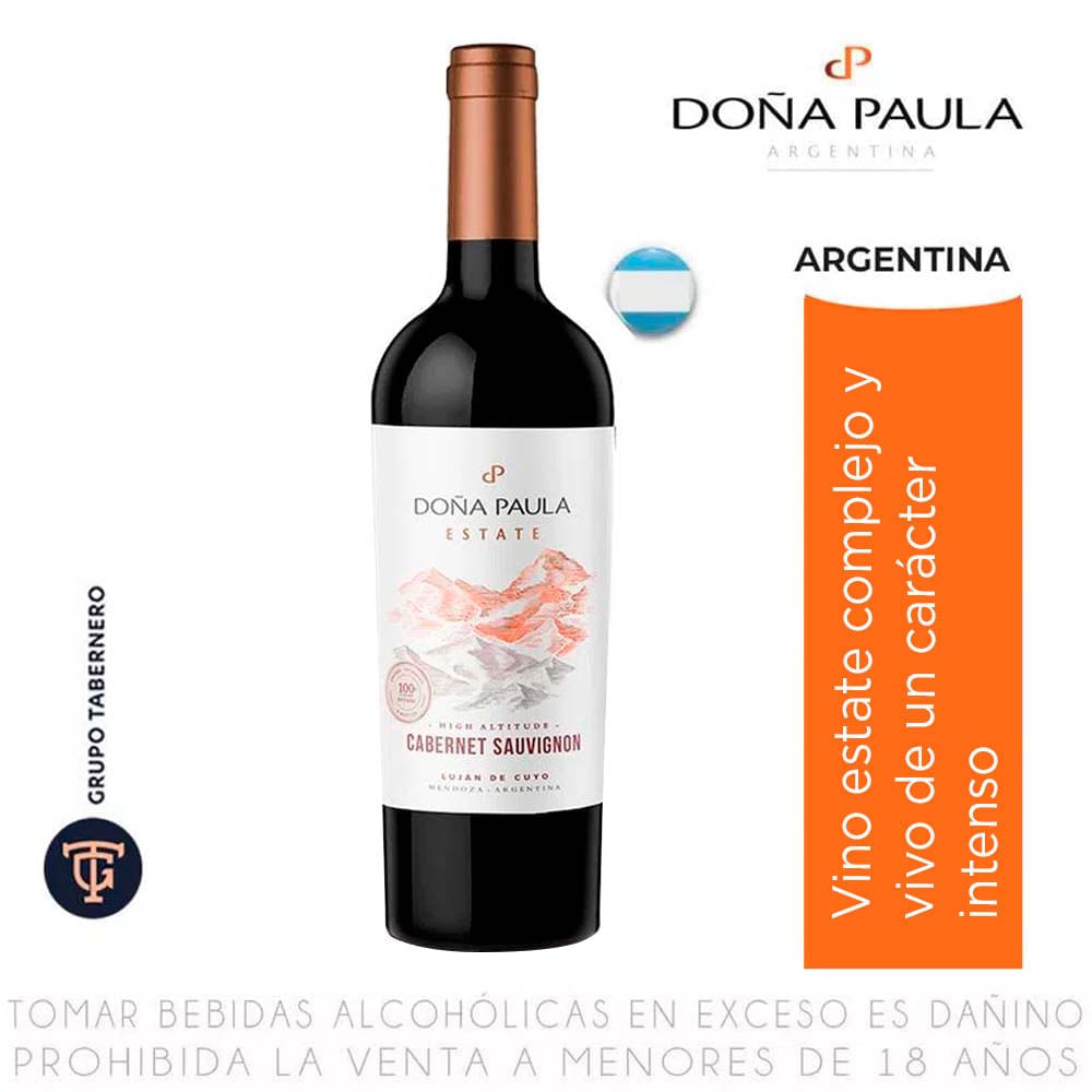 Vino Tinto DOÑA PAULA Estate Cabernet Sauvignon Botella 750ml