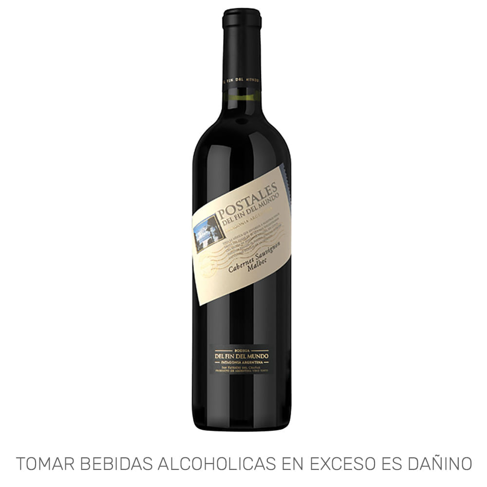 Vino Tinto POSTALES DEL FIN DEL MUNDO Cabernet Sauvignon Malbec Botella 750ml
