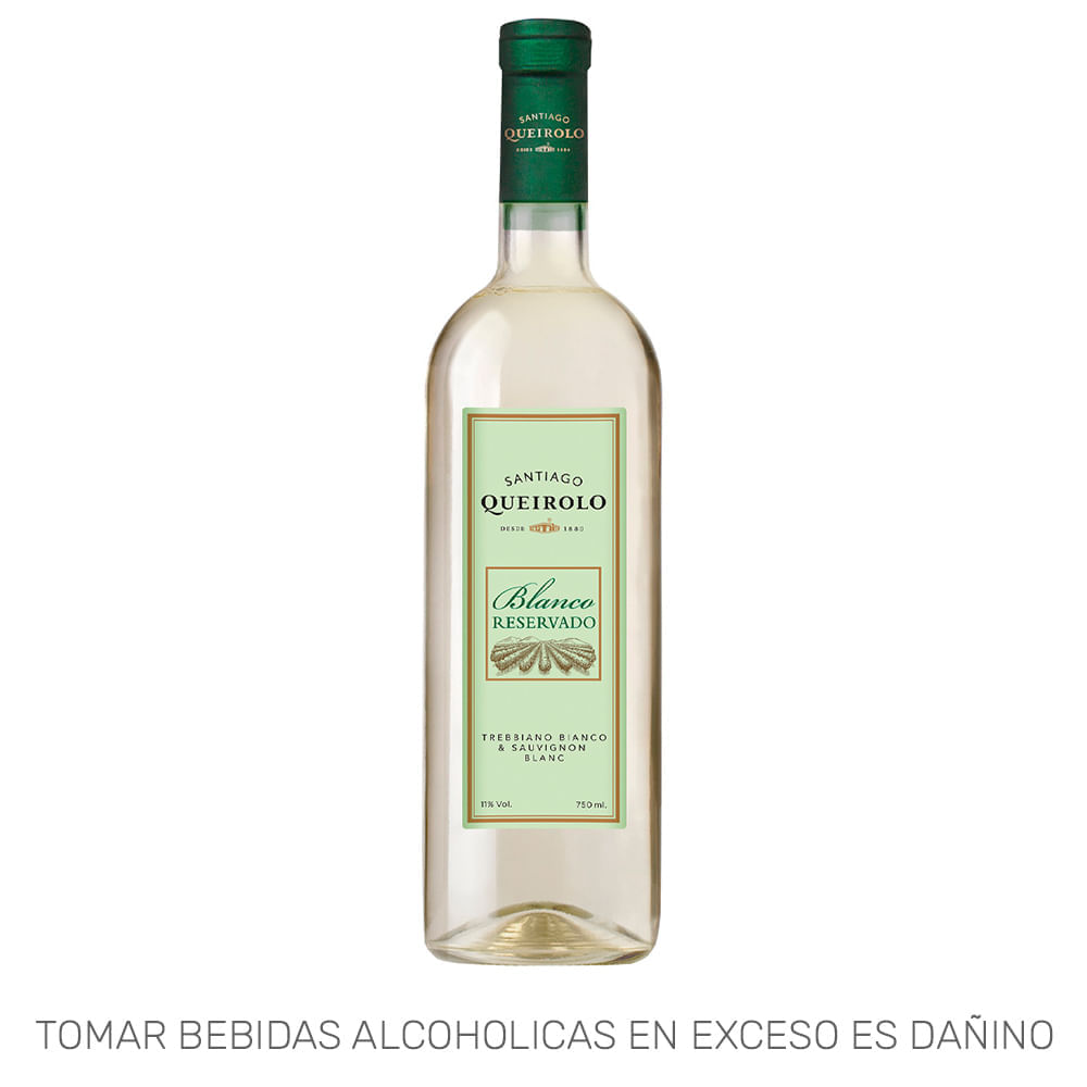 Vino Blanco SANTIAGO QUEIROLO Reservado Trebbiano Bianco Sauvignon Botella 750ml Vino Blanco SANTIAGO QUEIROLO Reservado Trebbiano Bianco Sauvignon Botella 750ml