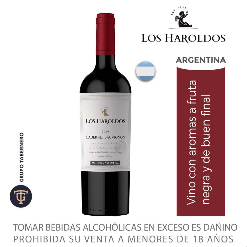 Vino Tinto LOS HAROLDOS Cabernet Sauvignon Botella 750ml