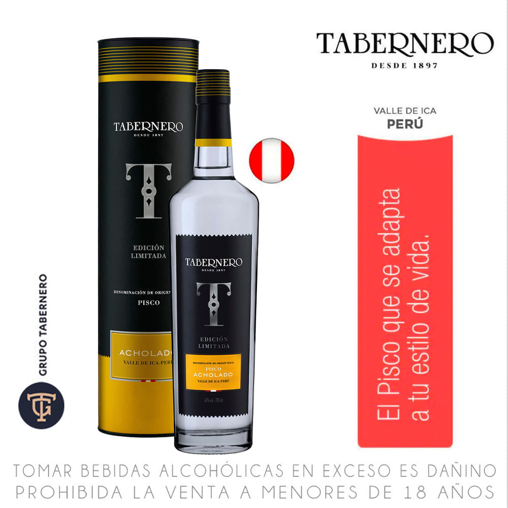 Pisco TABERNERO Edición Limitada Acholado Botella 700ml Pisco TABERNERO Edición Limitada Acholado Botella 700ml