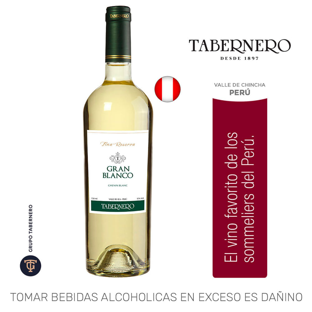 Vino Blanco TABERNERO Blanco Fina Reserva Chenin Blanc Botella 750ml Vino Blanco TABERNERO Blanco Fina Reserva Chenin Blanc Botella 750ml