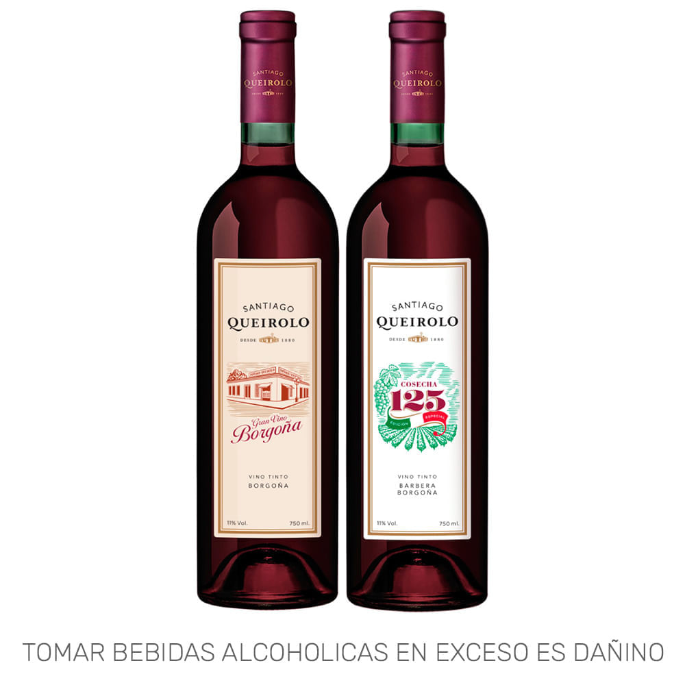 Vino Tinto SANTIAGO QUEIROLO Borgoña Barbera y Borgoña Botella 750ml Vino Tinto SANTIAGO QUEIROLO Borgoña Barbera y Borgoña Botella 750ml