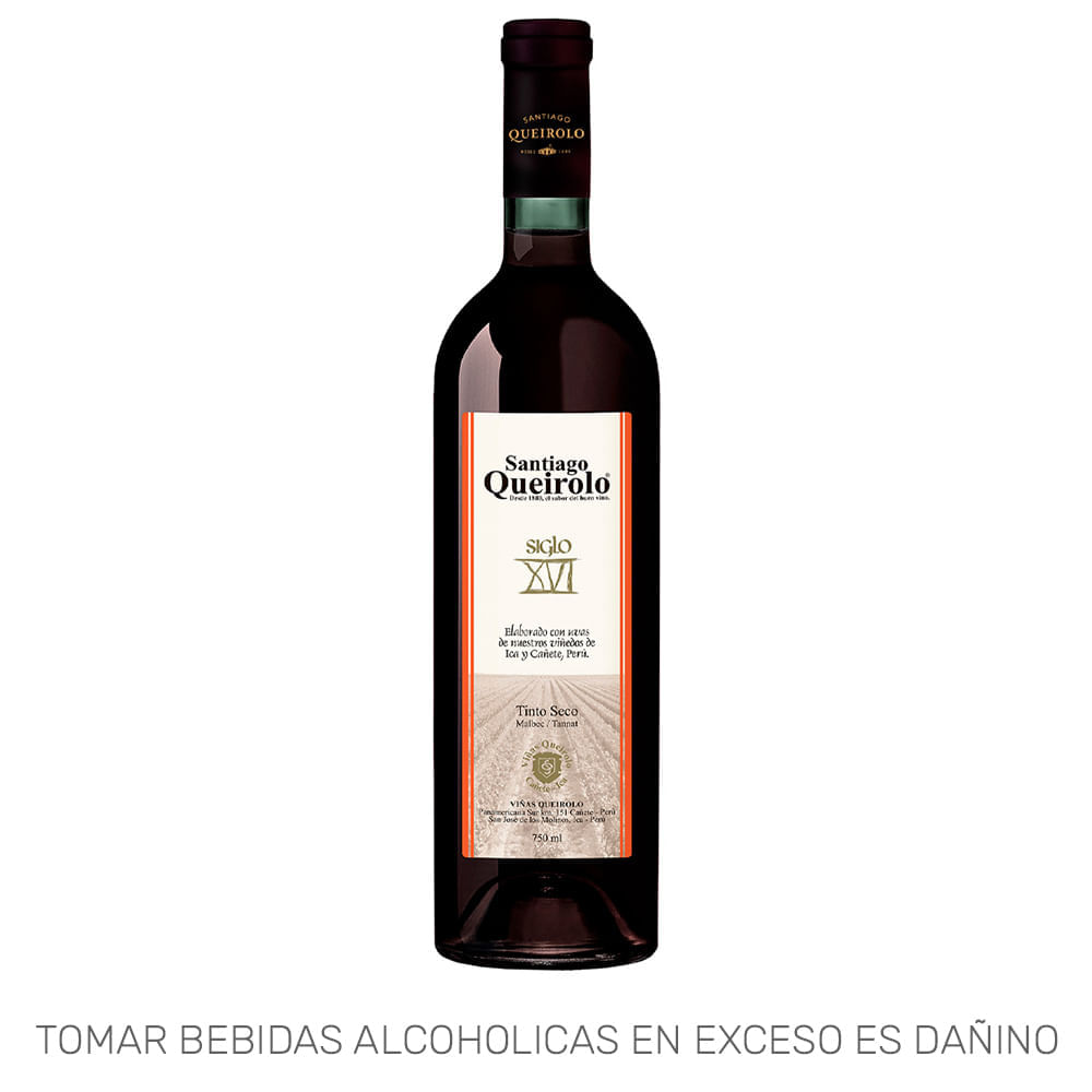 Vino Tinto SANTIAGO QUEIROLO Siglo XVI Malbec Tannat Botella 750ml Vino Tinto SANTIAGO QUEIROLO Siglo XVI Malbec Tannat Botella 750ml