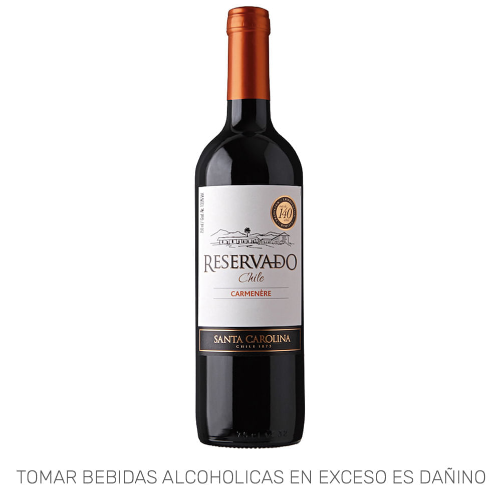 Vino Tinto SANTA CAROLINA Reservado Carmenere Botella 750ml Vino Tinto SANTA CAROLINA Reservado Carmenere Botella 750ml