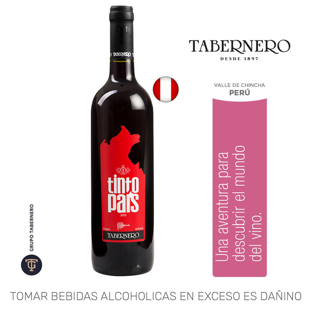 Vino Tinto TABERNERO Tinto País Malbec Botella 750ml