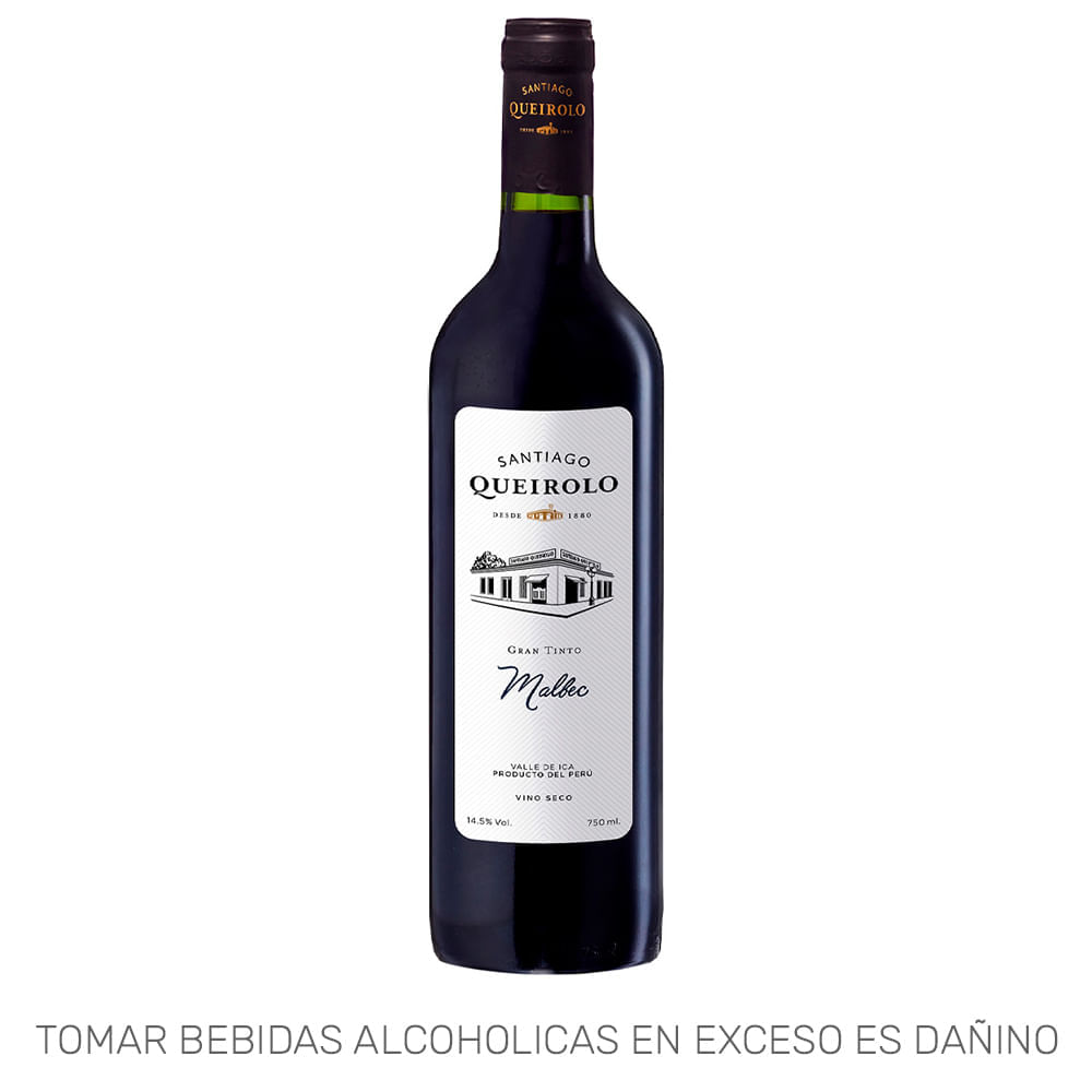 Vino Tinto SANTIAGO QUEIROLO Malbec Seco Botella 750ml Vino Tinto SANTIAGO QUEIROLO Malbec Seco Botella 750ml
