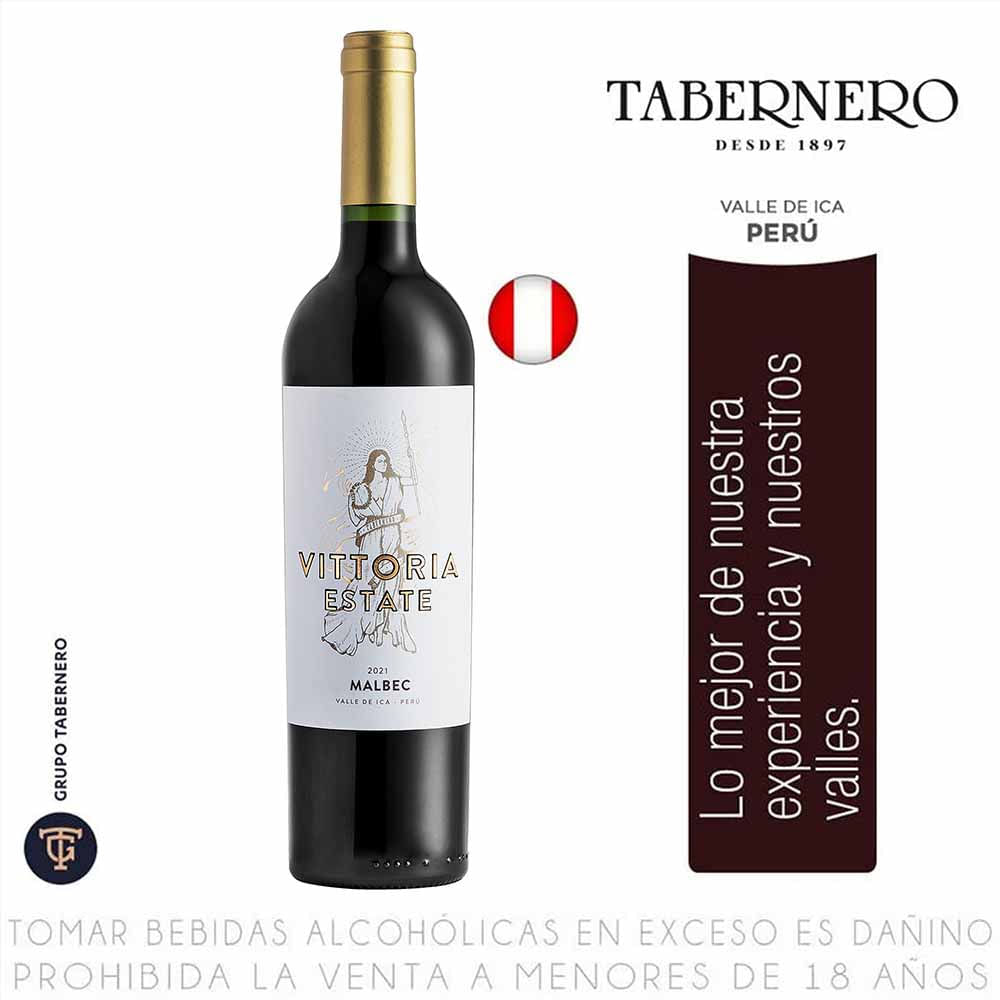 Vino Tinto TABERNERO Vittoria Malbec Botella 750ml Vino Tinto TABERNERO Vittoria Malbec Botella 750ml