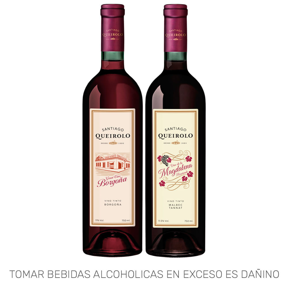 Vino Tinto SANTIAGO QUEIROLO Gran Borgoña Magdalena Semiseco Pack 750ml