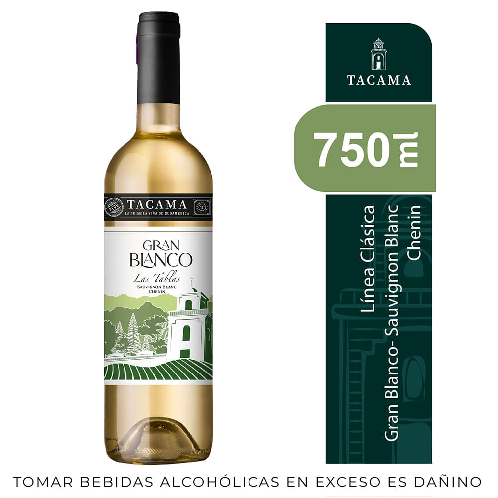 Vino Blanco TACAMA Gran Blanco Chenin Chardonnay Sauvignon Blanc Botella 750ml Vino Blanco TACAMA Gran Blanco Chenin Chardonnay Sauvignon Blanc Botella 750ml