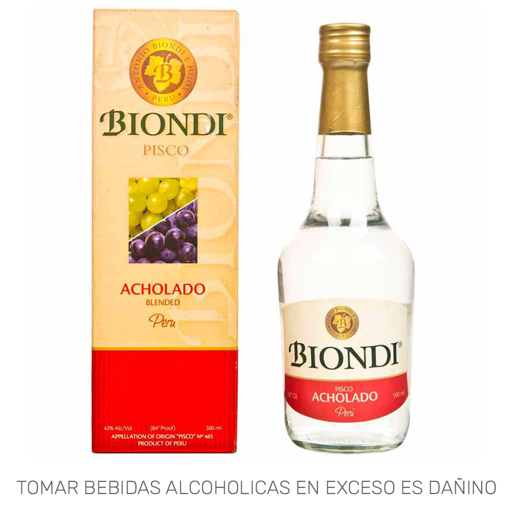 Pisco BIONDI Acholado Botella 500ml Pisco BIONDI Acholado Botella 500ml