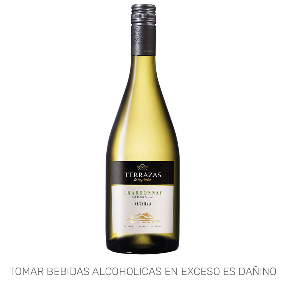 Vino Blanco TERRAZAS DE LOS ANDESReserva Chardonnay Botella 750ml Vino Blanco TERRAZAS DE LOS ANDESReserva Chardonnay Botella 750ml