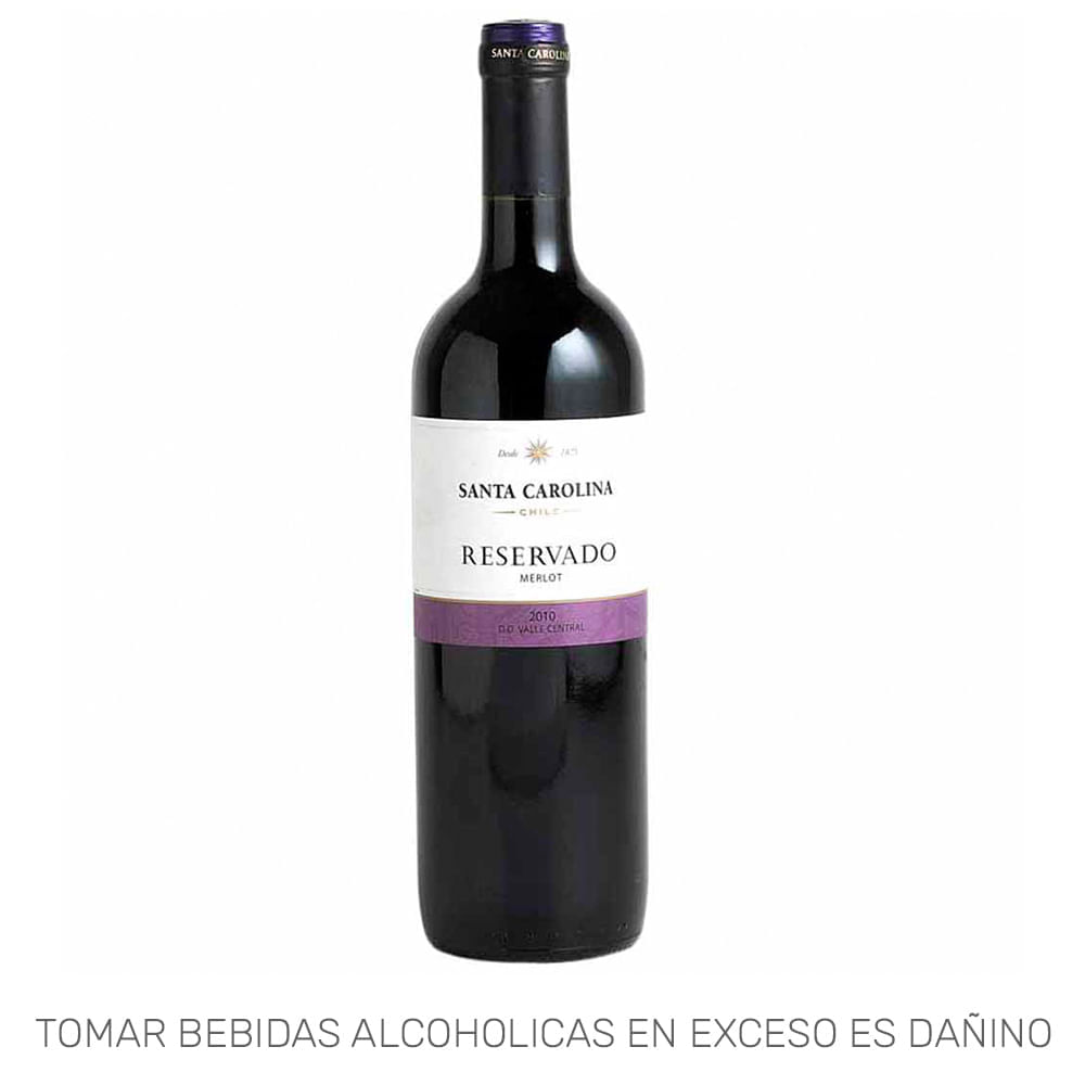 Vino Tinto SANTA CAROLINA Reservado Merlot Botella 750ml Vino Tinto SANTA CAROLINA Reservado Merlot Botella 750ml