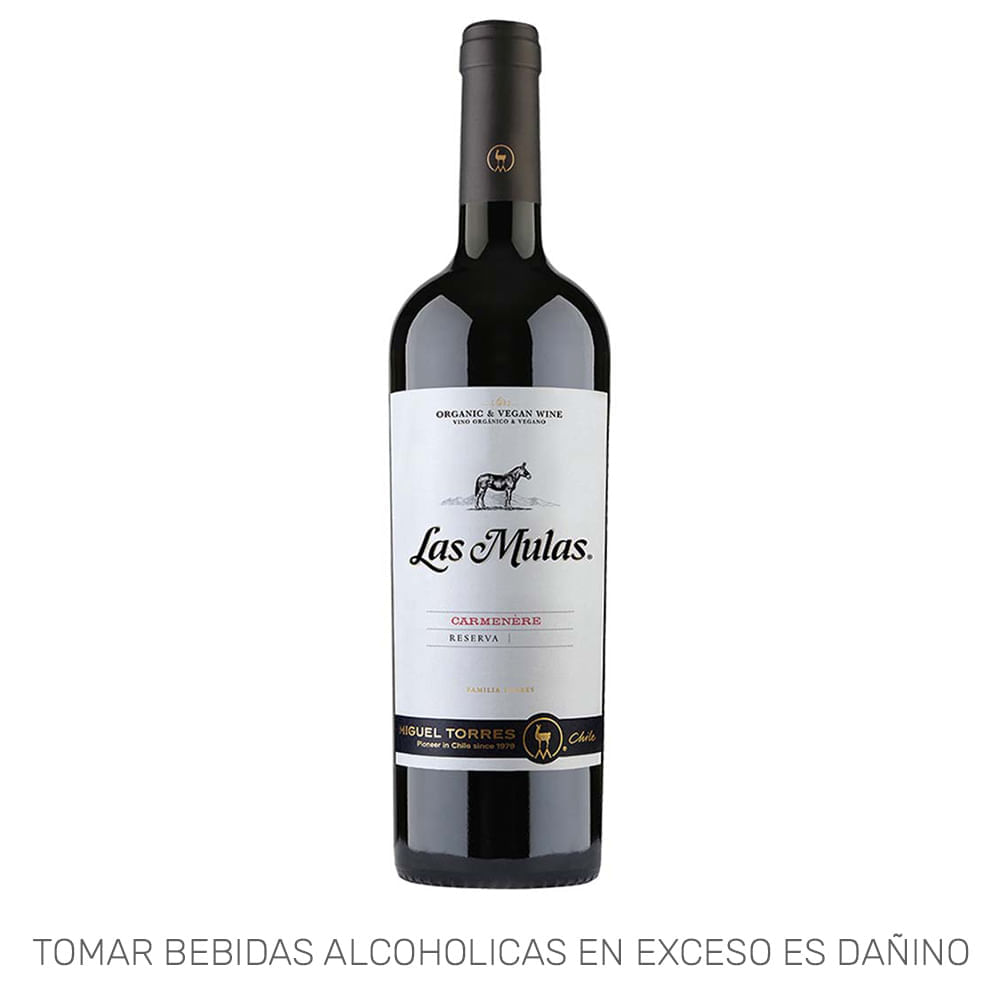 Vino Tinto LAS MULAS Carmenere Reserva Botella 750ml