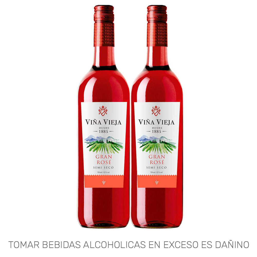 Pack Vino Rosé VIÑA VIEJA Semi Seco Botella 750ml Paquete 2un
