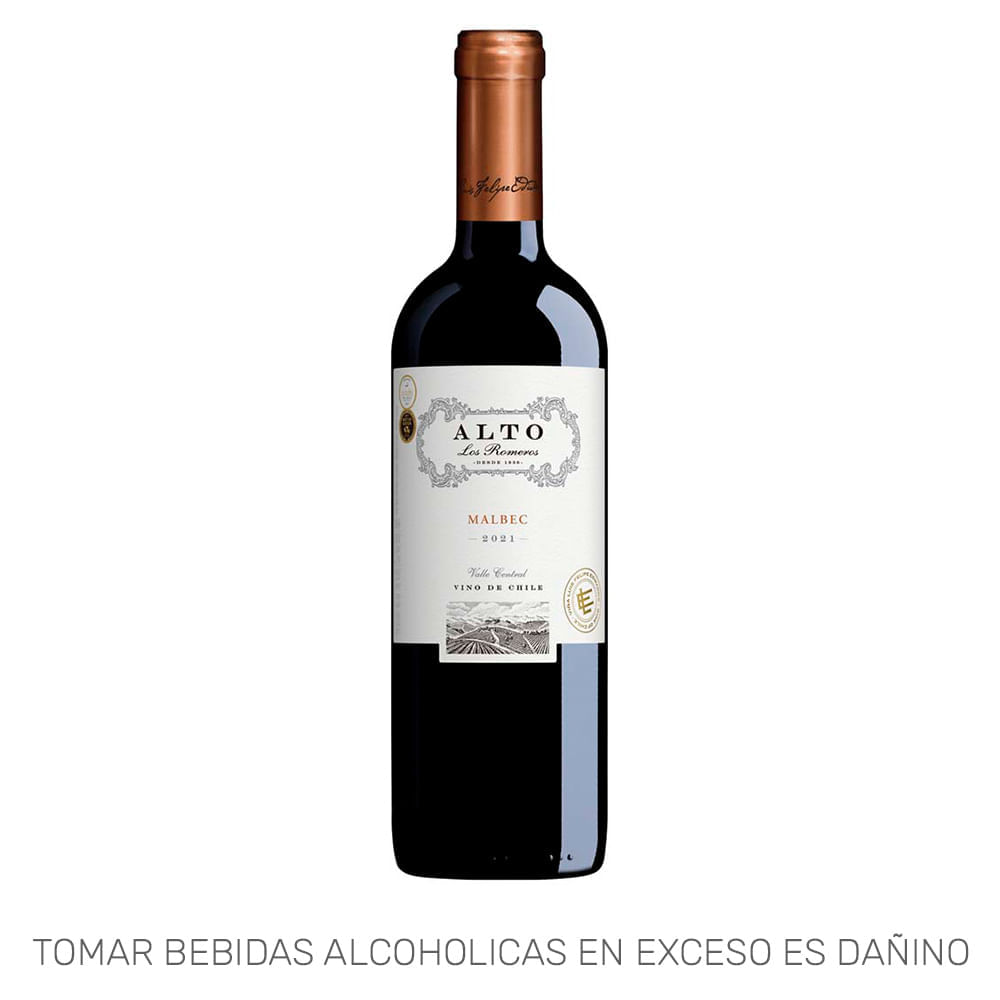 Vino Tinto ALTO LOS ROMEROS Malbec Botella 750ml Vino Tinto ALTO LOS ROMEROS Malbec Botella 750ml