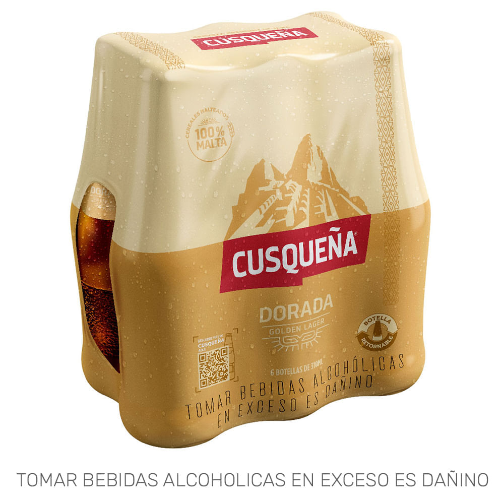Cerveza CUSQUEÑA Dorada Botella 310ml Paquete 6un