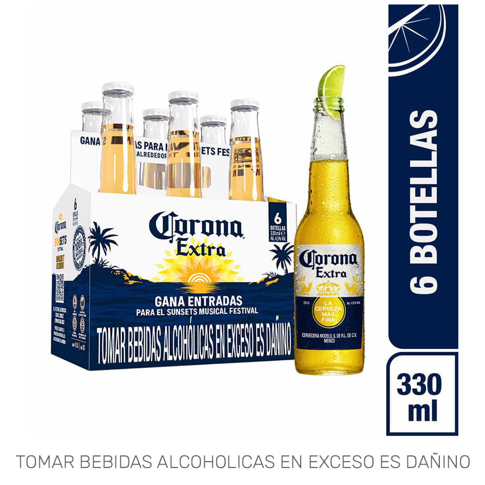 Cerveza CORONA Extra Botella 330ml 6 Pack Cerveza CORONA Extra Botella 330ml 6 Pack