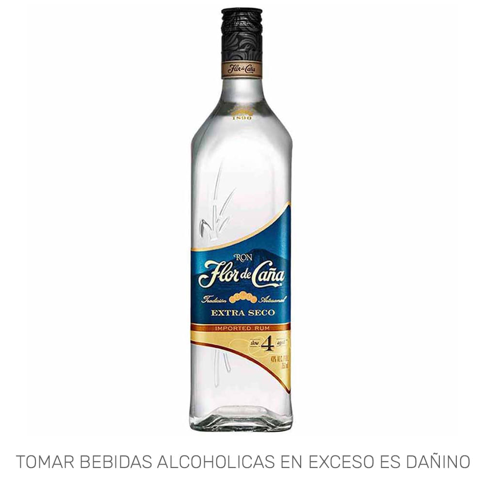 Ron FLOR DE CAÑA Extra Seco 4 años Botella 750ml Ron FLOR DE CAÑA Extra Seco 4 años Botella 750ml