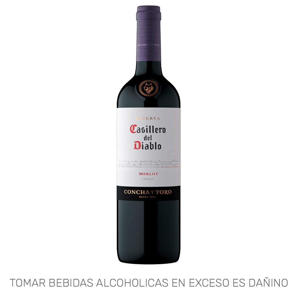 Vino Tinto CASILLERO DEL DIABLO Merlot Reserva Botella 750ml