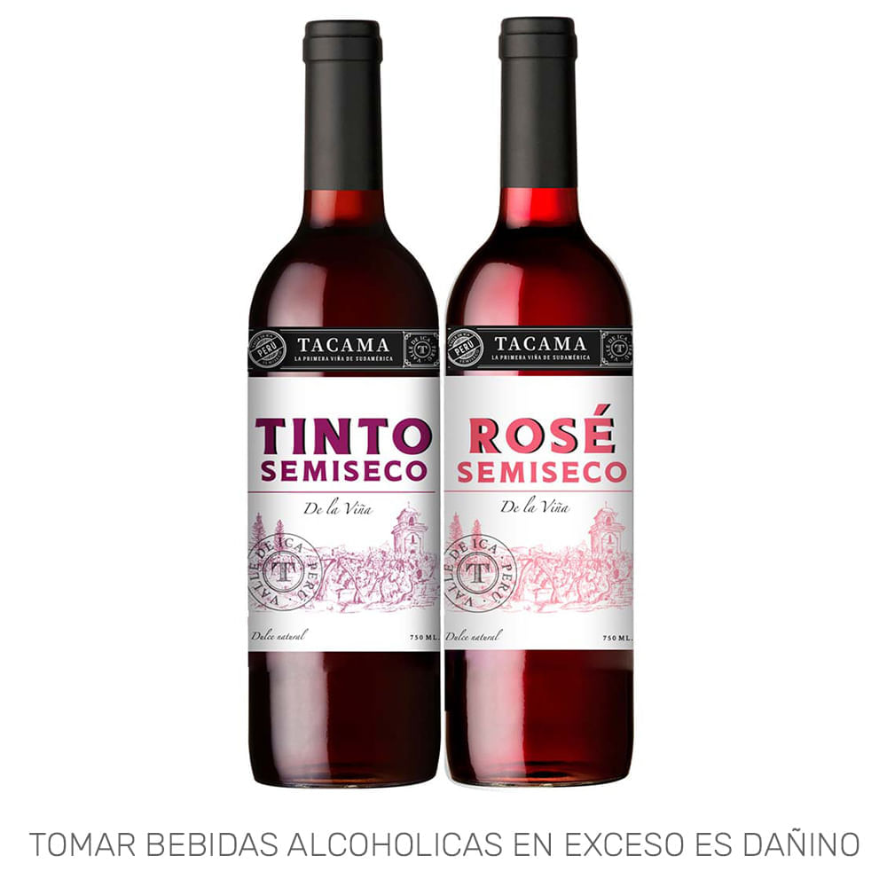 Vino Tinto TACAMA Semiseco + Rose Paquete 2un Botella 750ml