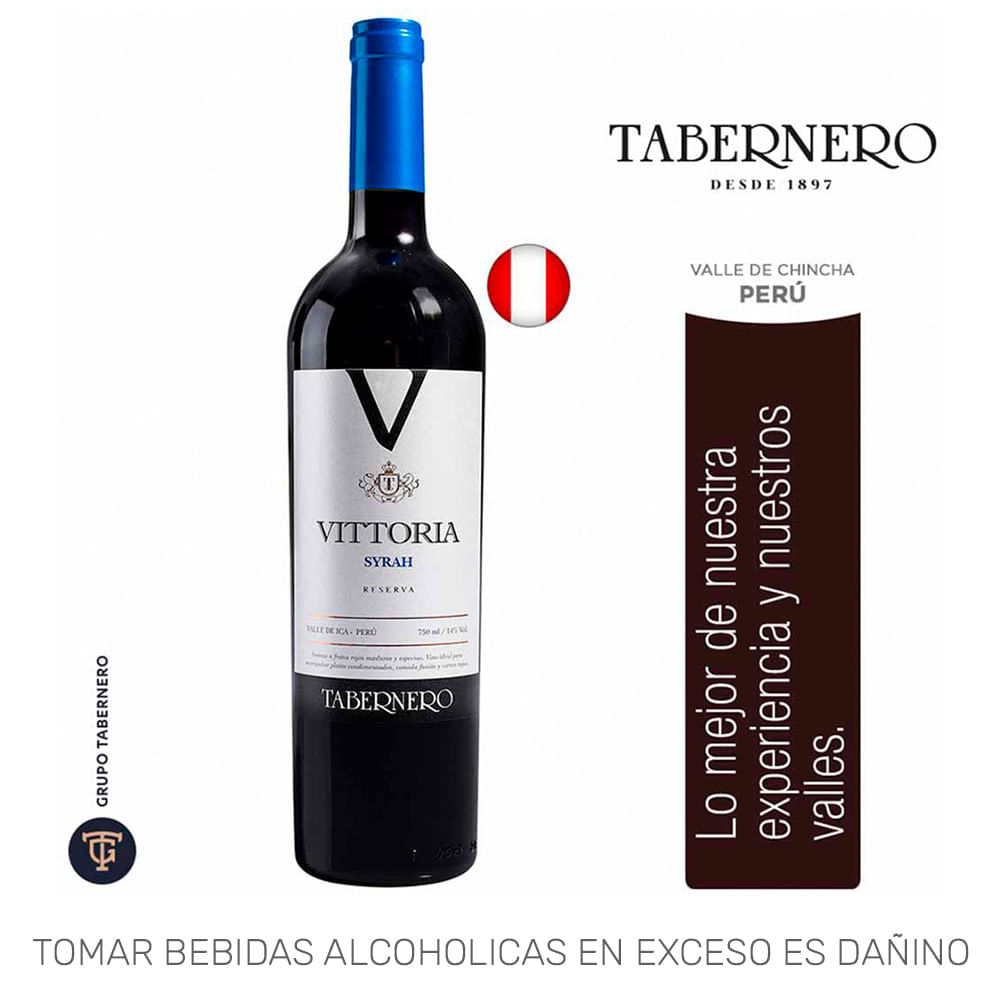 Vino Tinto TABERNERO VITTORIA Reserva Syrah Botella 750ml