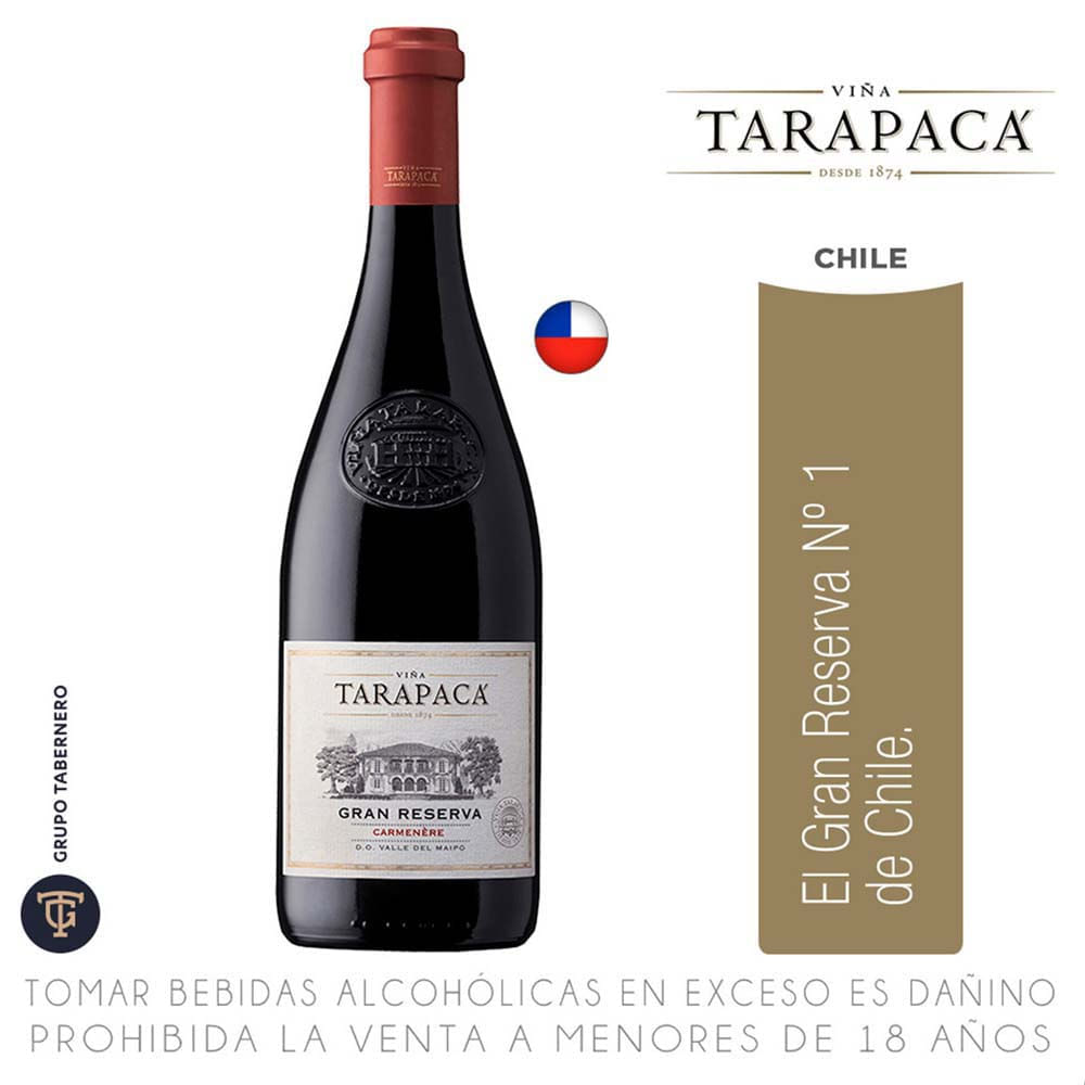 Vino Tinto TARAPACA Carmenere Gran Reserva Botella 750ml
