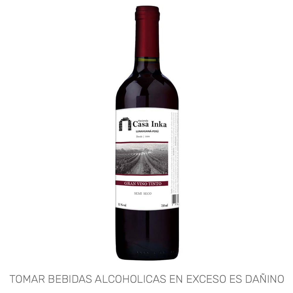 Vino Tinto HACIENDA CASA INKA Semi Seco Botella 750ml Vino Tinto HACIENDA CASA INKA Semi Seco Botella 750ml