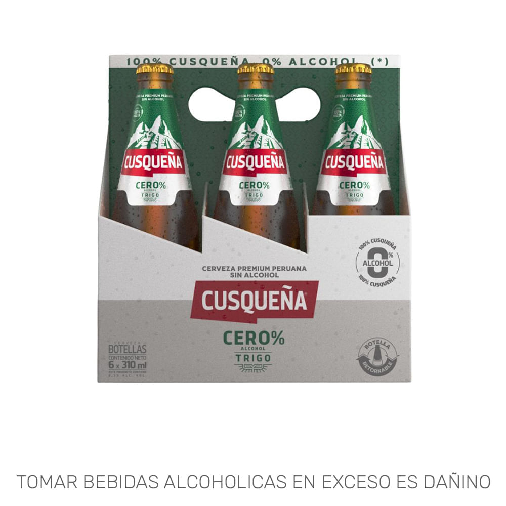Cerveza CUSQUEÑA Cero Trigo Botella 310ml Paquete 6un