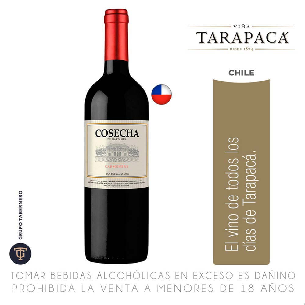 Vino Tinto TARAPACA Cosecha Carmenere Botella 750ml