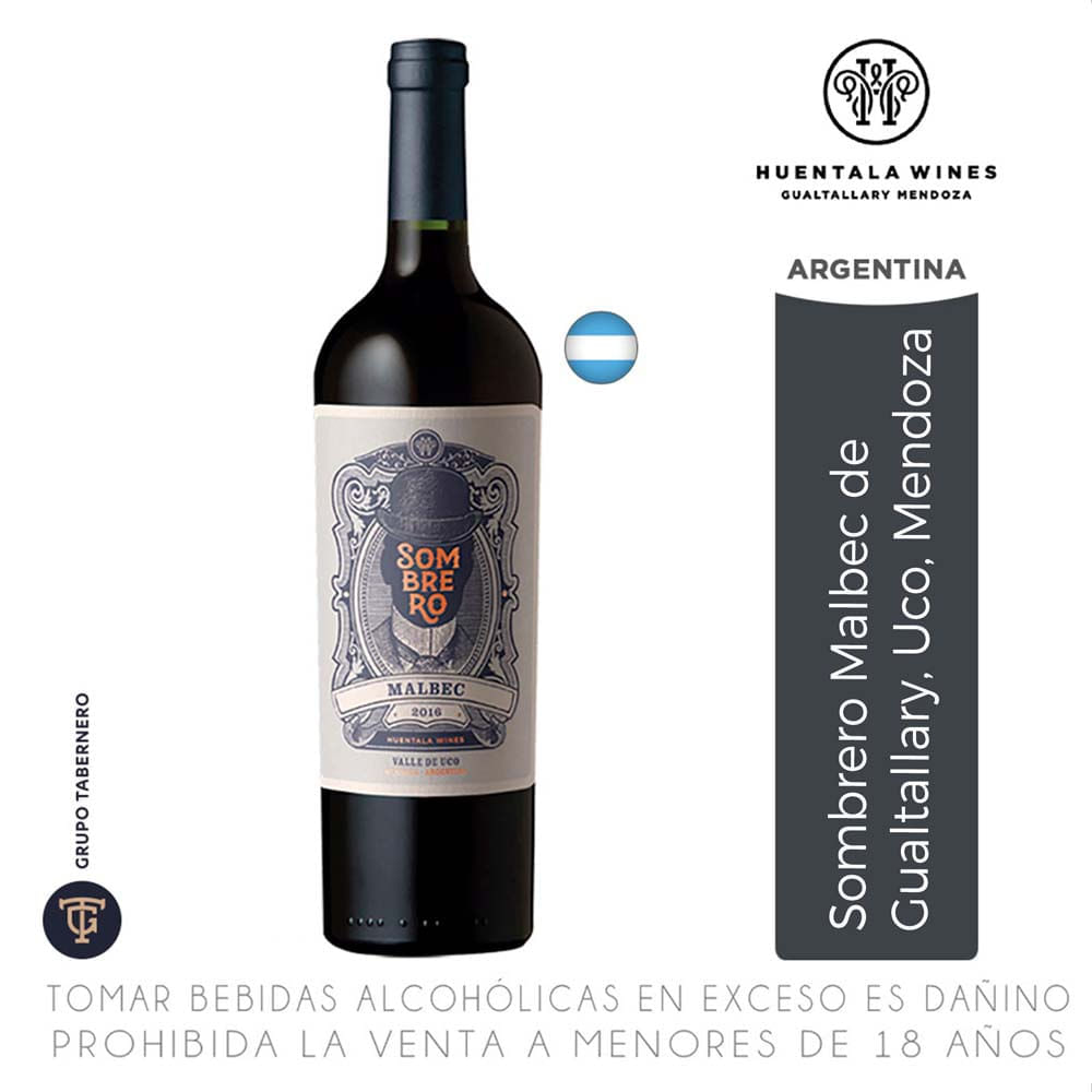 Vino Tinto SOMBRERO Malbec Botella 750ml Vino Tinto SOMBRERO Malbec Botella 750ml