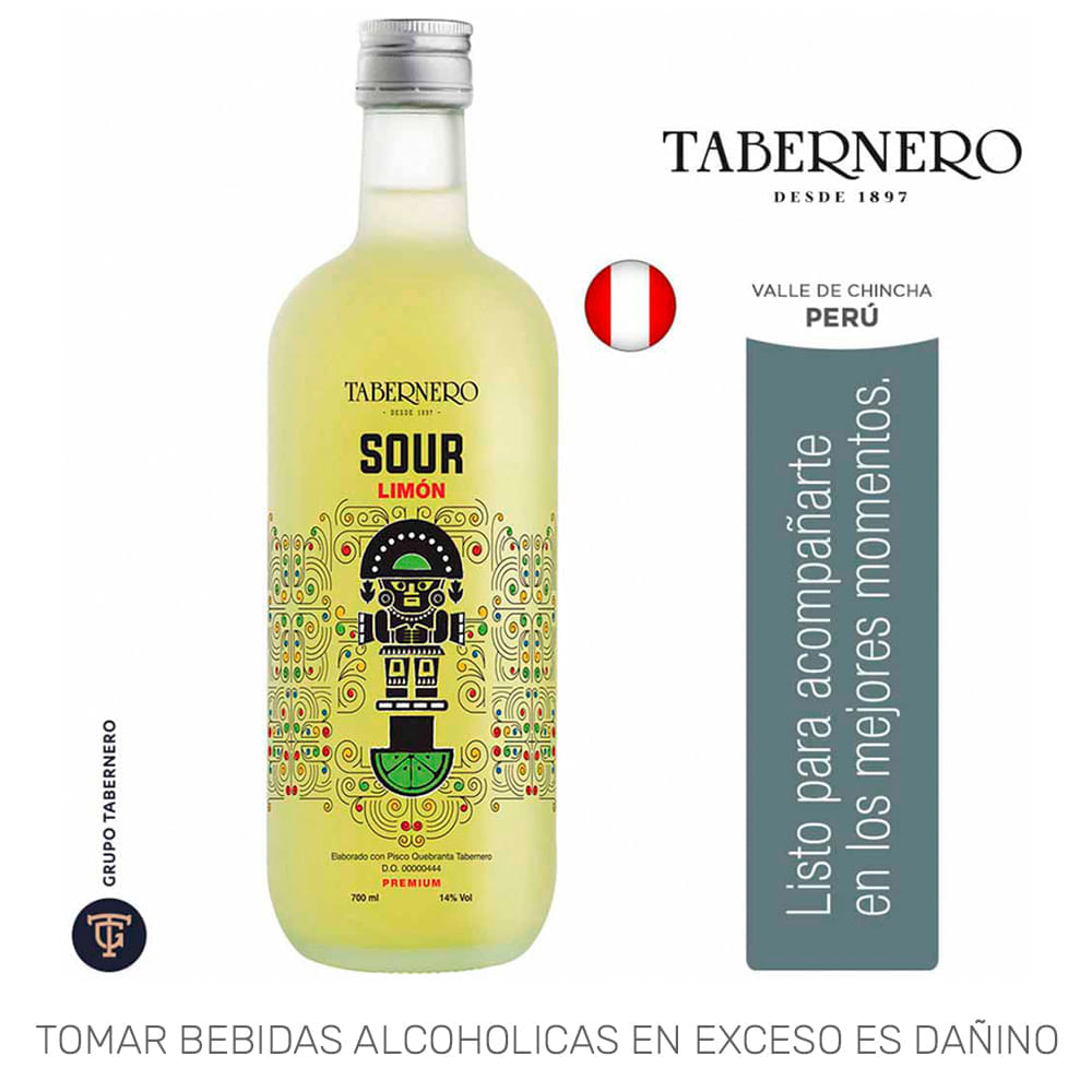 Ready To Drink (RTD) TABERNERO Sour Limón Botella 700ml Ready To Drink (RTD) TABERNERO Sour Limón Botella 700ml