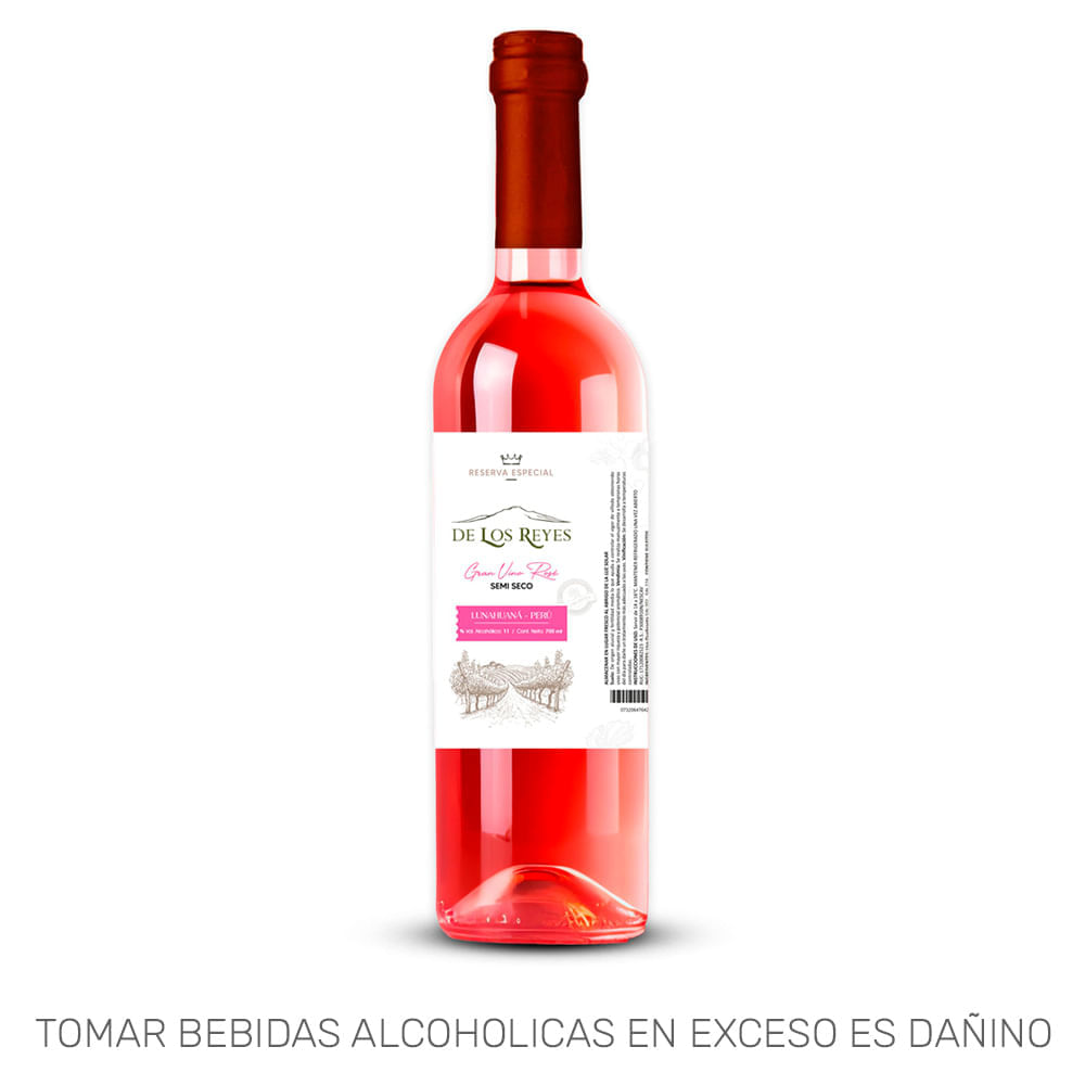 Vino Rosé DE LOS REYES Rosado Semi Seco Botella 750ml
