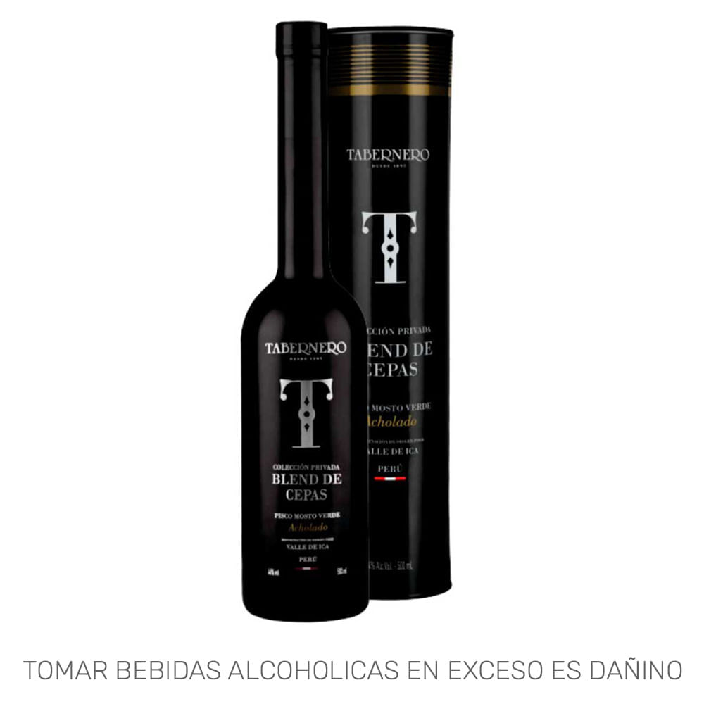Pisco TABERNERO Mosto Verde Tres Cepas Botella 500ml