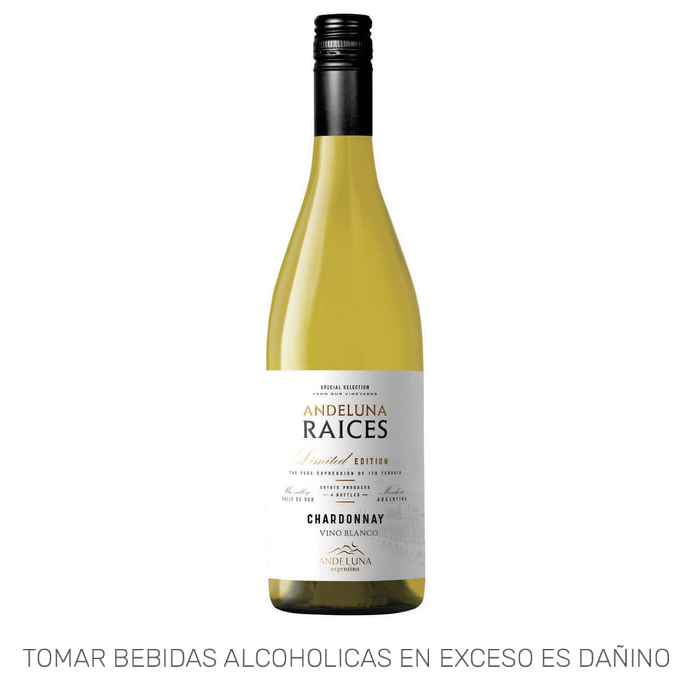 Vino Blanco ANDELUNA Raíces Chardonnay Botella 750ml Vino Blanco ANDELUNA Raíces Chardonnay Botella 750ml