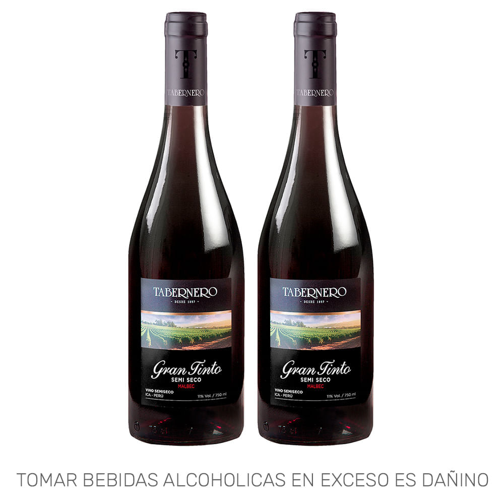 Vino Tinto TABERNERO Blend Semiseco Botella 750ml Pack 2un Vino Tinto TABERNERO Blend Semiseco Botella 750ml Pack 2un