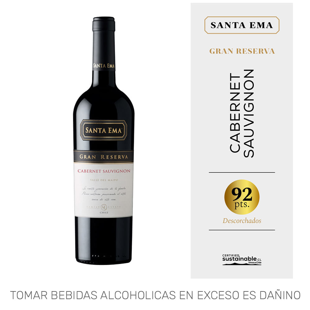 Vino Tinto SANTA EMA Gran Reserva Cabernet Sauvignon Botella 750ml