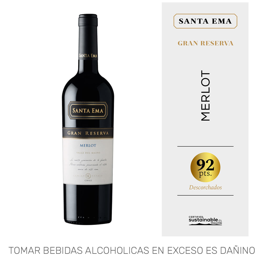 Vino Tinto SANTA EMA Gran Reserva Cabernet Merlot Botella 750ml