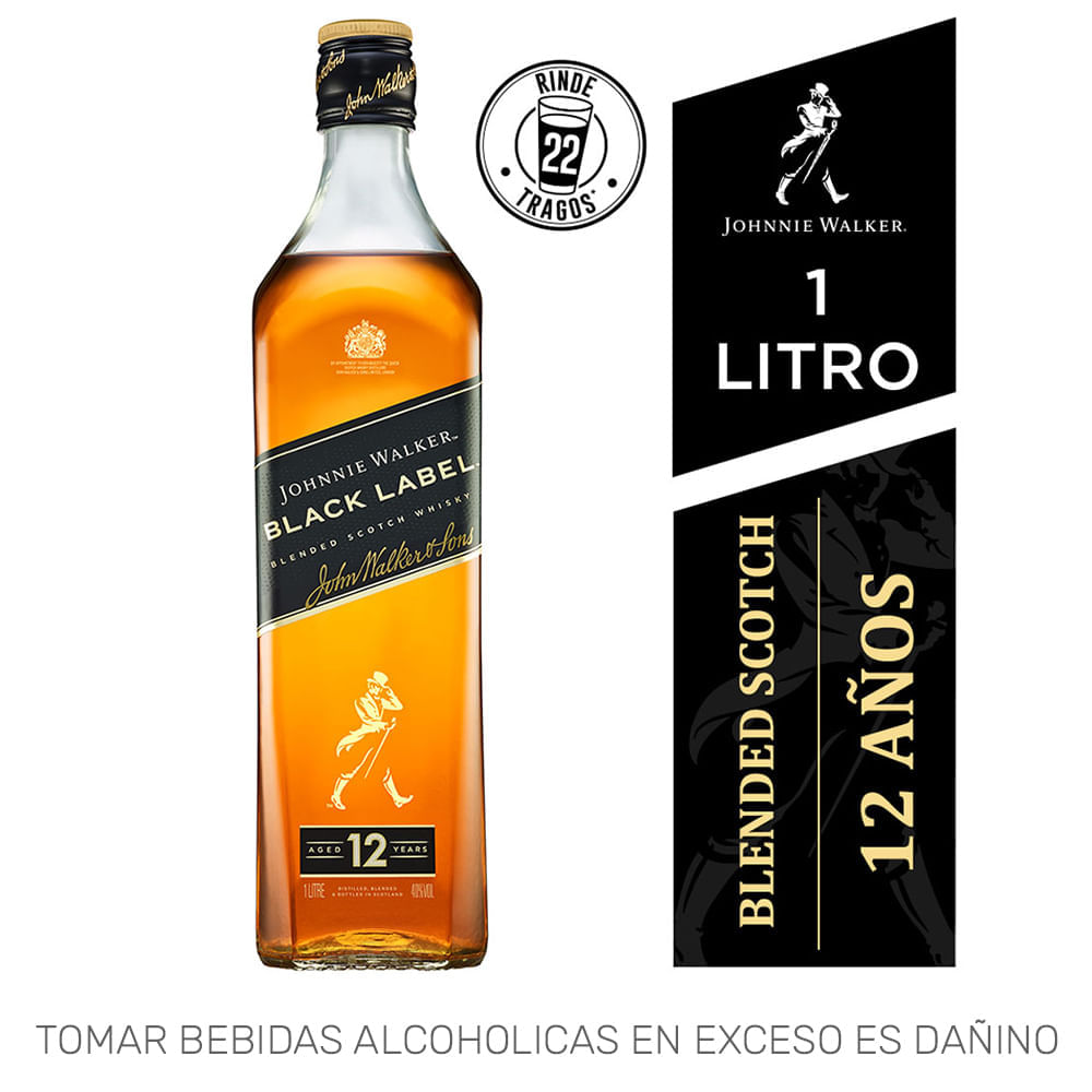 Whisky JOHNNIE WALKER Black Label Botella 1L