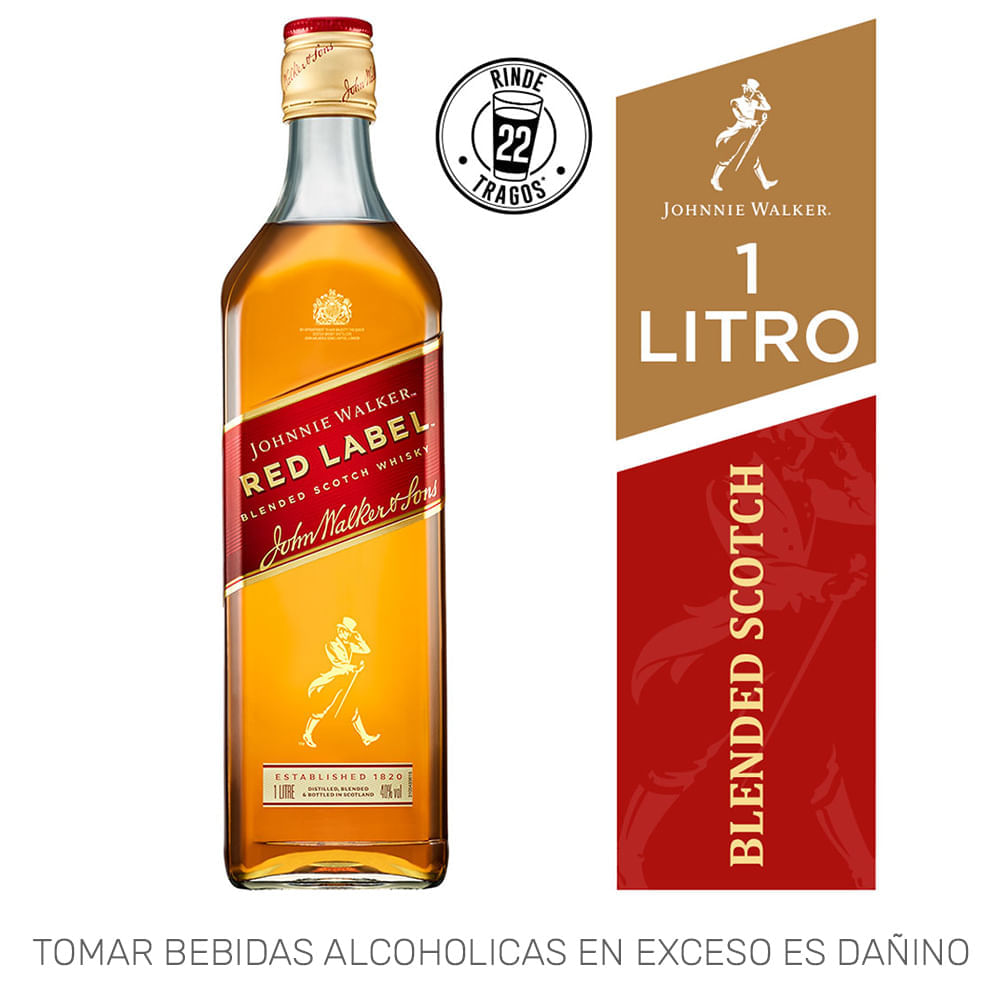Whisky JOHNNIE WALKER Red Label Botella 1L