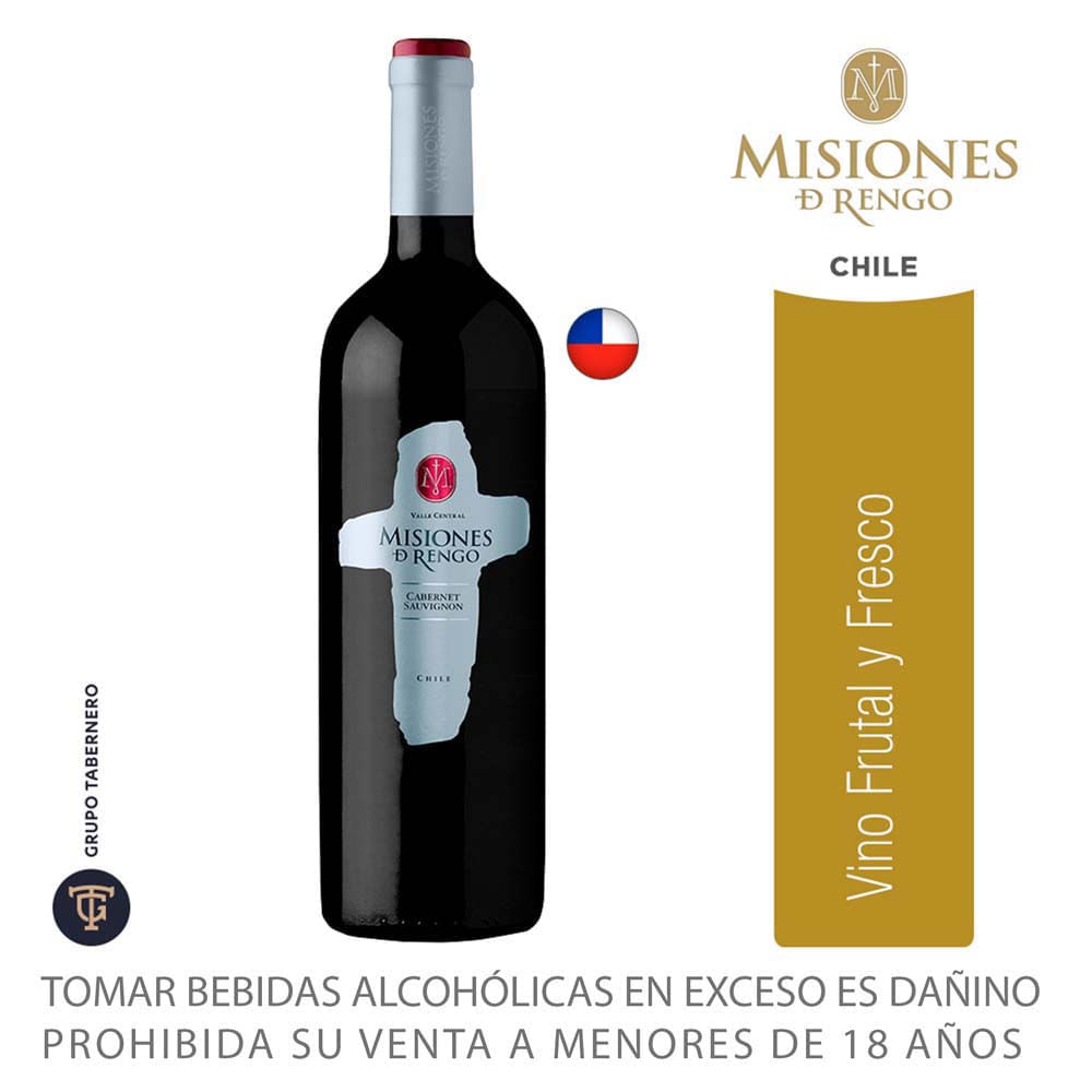 Vino Tinto MISIONES DE RENGO Cabernet Sauvignon Botella 750ml