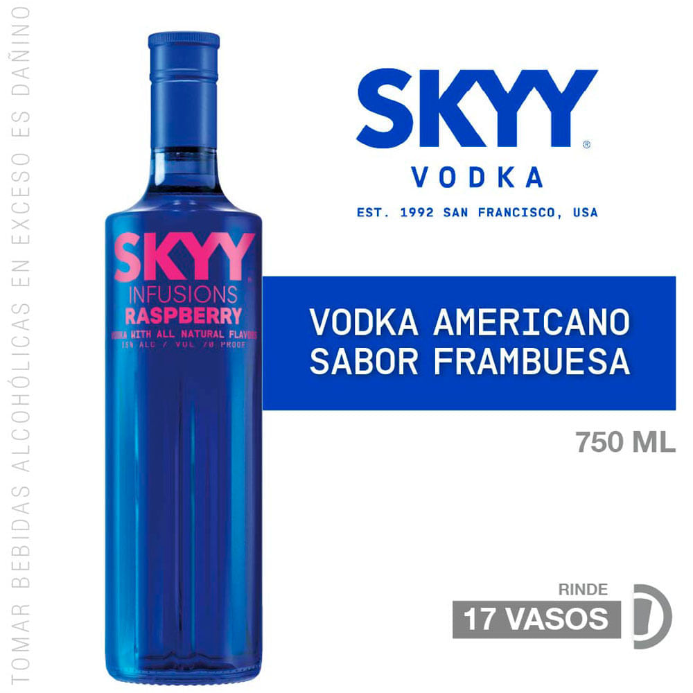Vodka SKYY Raspberry Botella 750ml Vodka SKYY Raspberry Botella 750ml