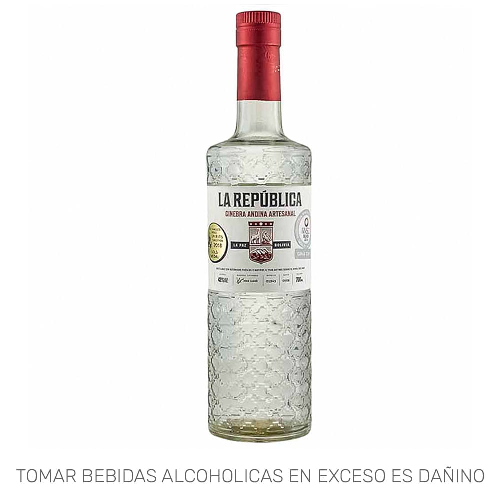 Gin LA REPÚBLICA Ginebra Andina Artesanal Botella 700ml Gin LA REPÚBLICA Ginebra Andina Artesanal Botella 700ml