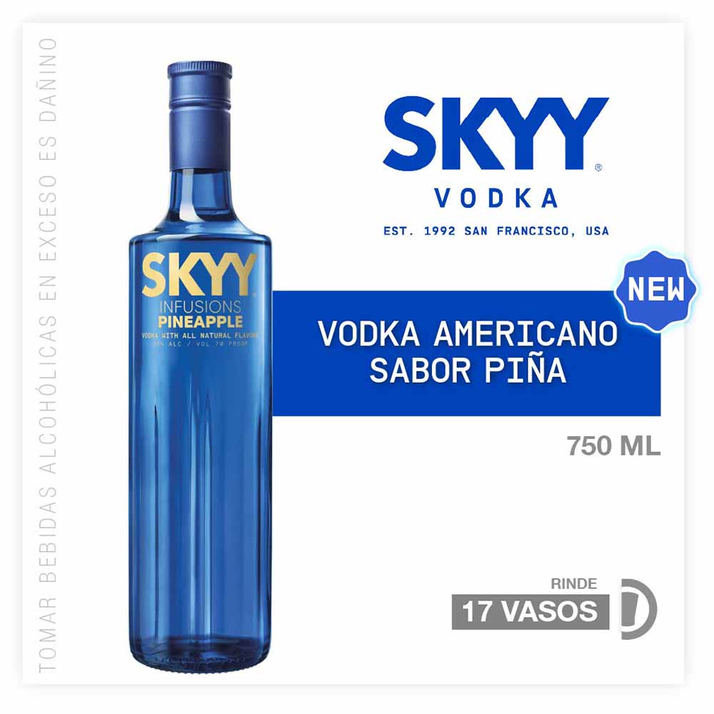 Vodka SKYY Pineapple Botella 750ml Vodka SKYY Pineapple Botella 750ml