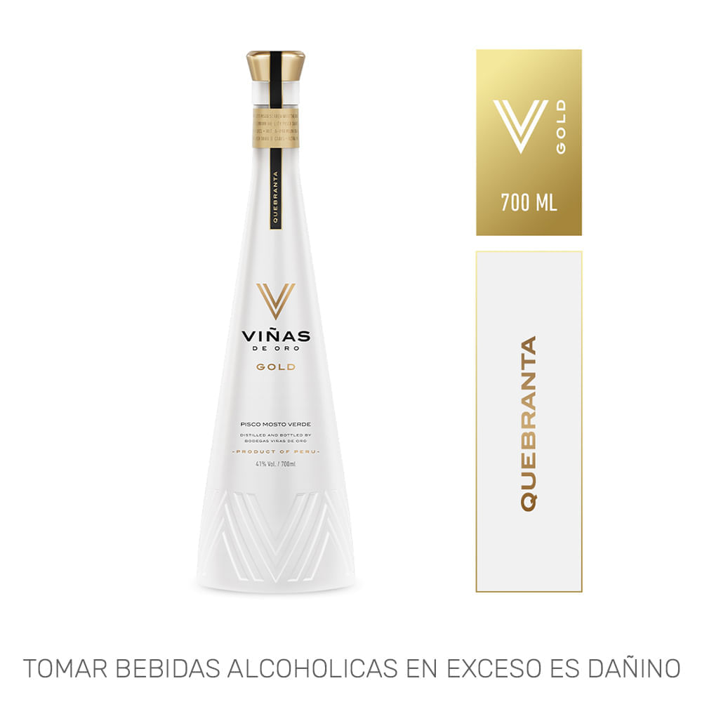 Pisco VIÑAS DE ORO Mosto Verde Quebranta Botella 700ml