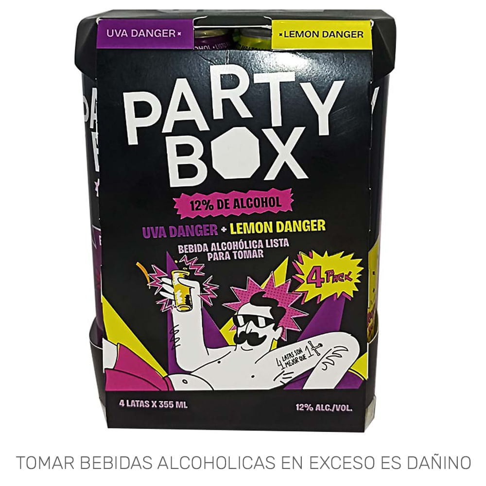 Ready To Drink (RTD) PARTY BOX Mix Uva + Lemon Lata 355ml Paquete 4un Ready To Drink (RTD) PARTY BOX Mix Uva + Lemon Lata 355ml Paquete 4un