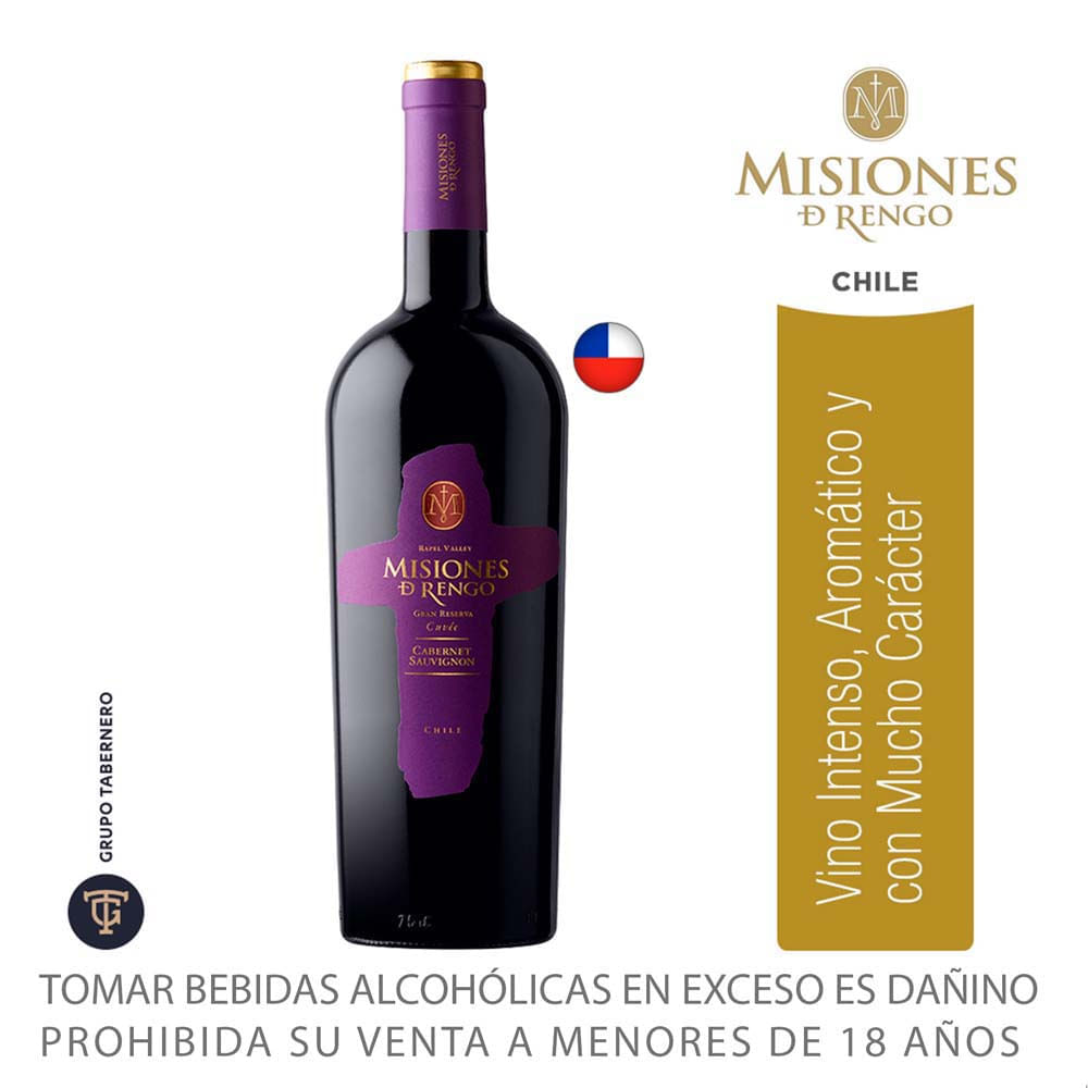 Vino Tinto MISIONES DE RENGO Cuvée Cabernet Sauvignon Botella 750ml