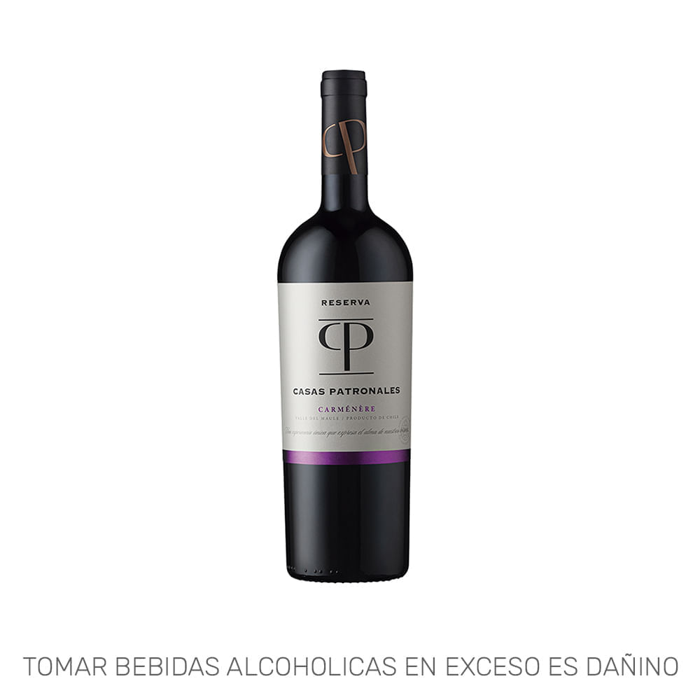 Vino Tinto CASAS PATRONALES Reserva Carmenere Botella 750ml Vino Tinto CASAS PATRONALES Reserva Carmenere Botella 750ml