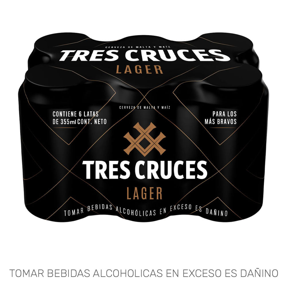Cerveza TRES CRUCES Lager Lata 355ml Paquete 6un